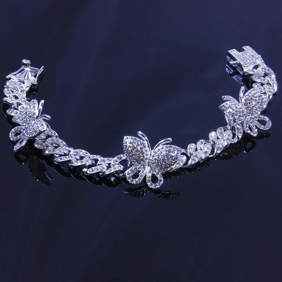 Butterfly Iced Out Cuban Link Anklet (Tennis Anklet not included) - Picture 6 of 6
